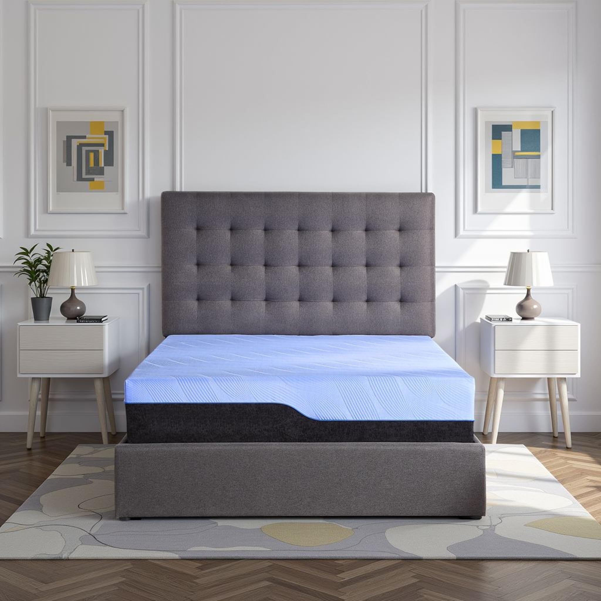 Bridgevine Home Refresh 6-Layer Hybrid Memory Foam and Coil Mattress, 12 Inches, Mattress-in-a-Box, Full Size, Blue Ice Cover