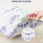 Exq Home Satin Pillowcase For Hair And Skin - Lavender Printed Silk Pillowcase 2 Pack 20X26 Inches - Standard Size Satin Pillow