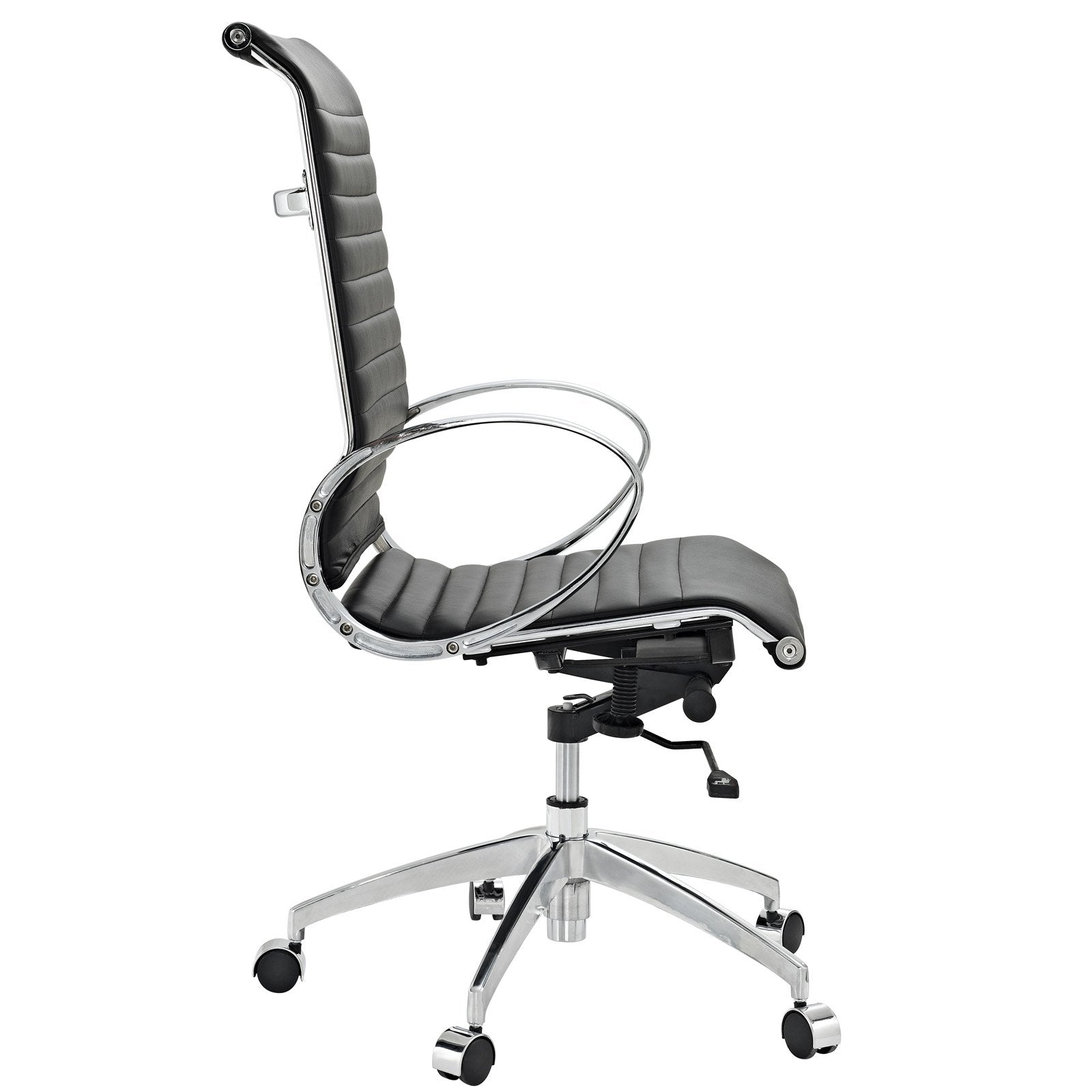 High Back Chair In Genuine Black Leather