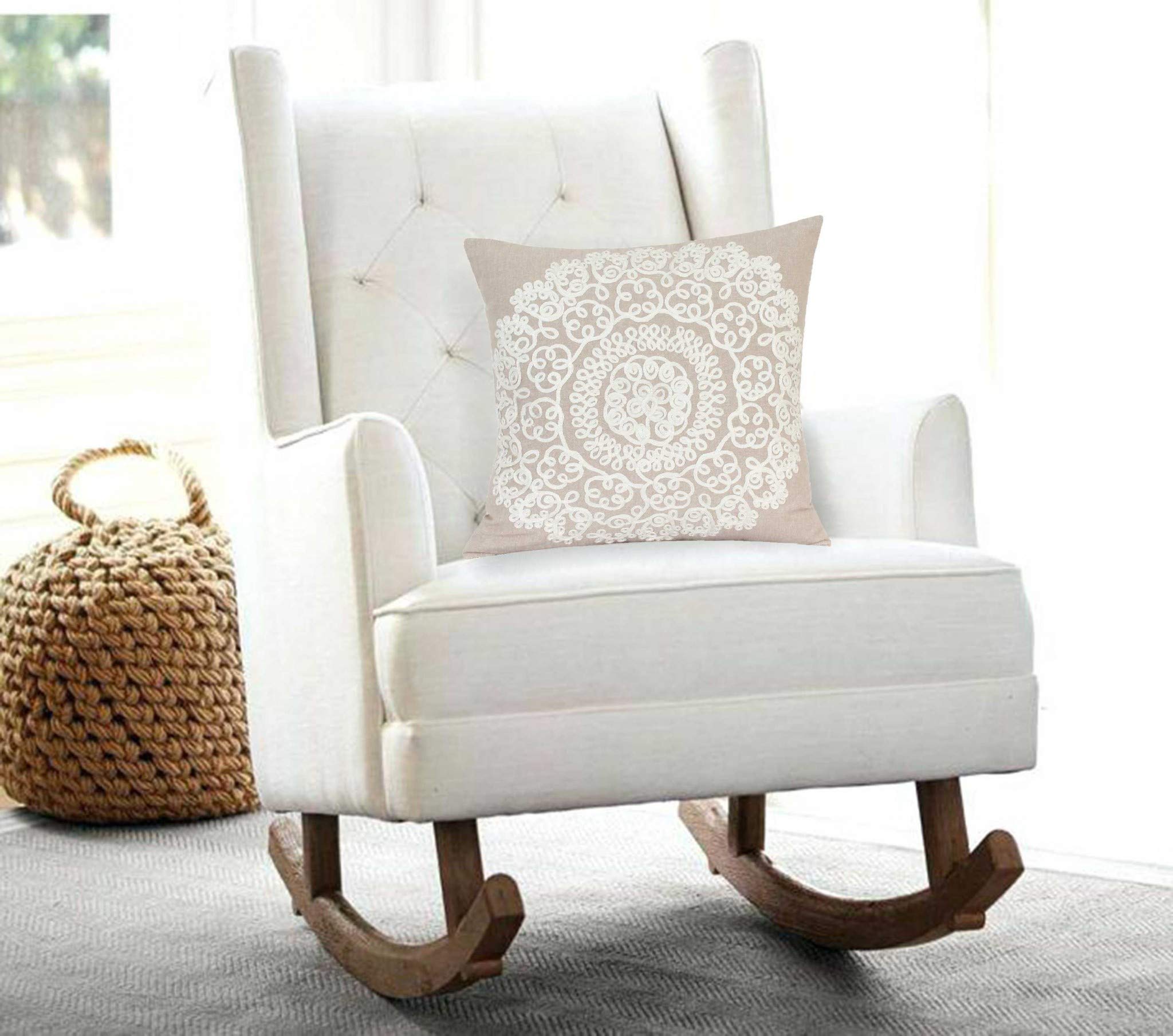 HomeRoots 100% Cotton Parkland Collection Arlene Traditional Tan Pillow Cover with Poly Insert