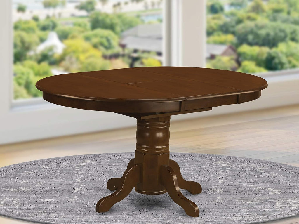 East West Furniture KET-ESP-TP Kenley Dining Room Table - an Oval Solid Wood Table Top with Butterfly Leaf & Pedestal Base, 42x60 Inch, Espresso
