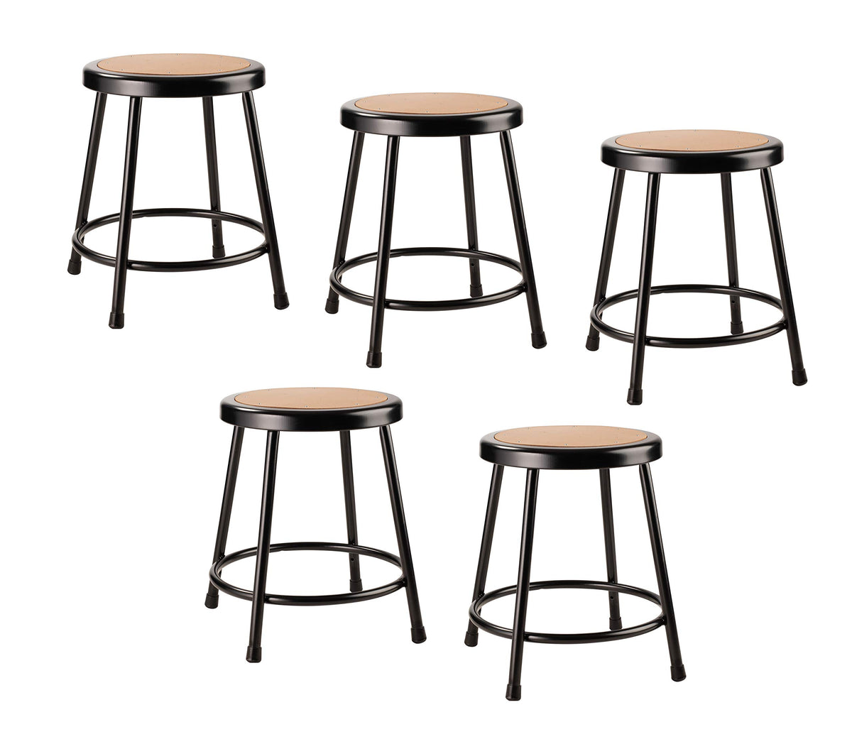 National Public Seating 6218-10-CN 18&quot; Heavy Duty Steel Stool, Black, Pack of 5