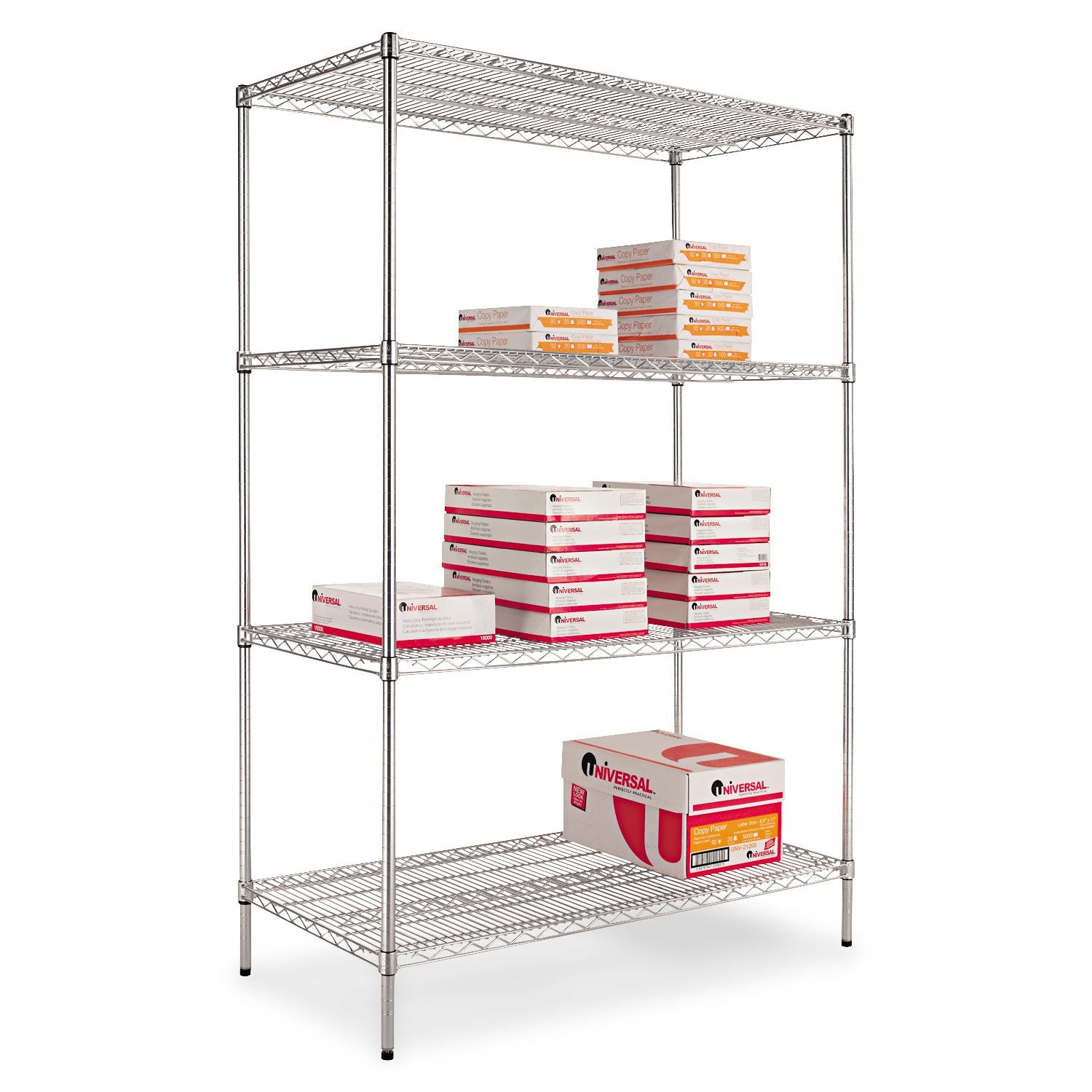 Alera ALESW504824SR 48 in. x 24 in. x 72 in. NSF Certified Industrial Four-Shelf Wire Shelving Kit - Silver