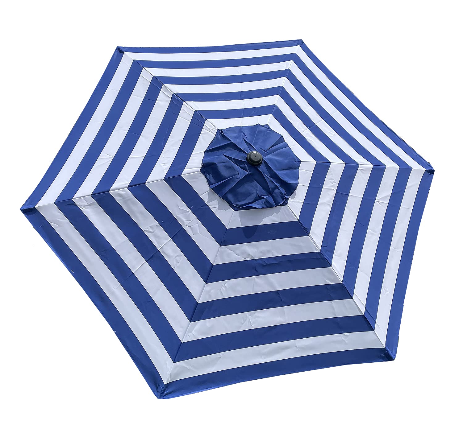 Bellrino Replacement 9 Ft 6 Ribs Royal Blue/White Stripe Strong & Thick Umbrella Canopy (Canopy Only)