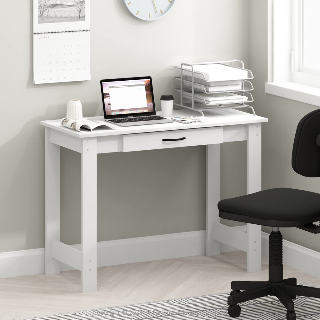 Furinno Jaya Writing Desk with Drawer, White