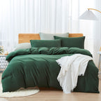 Dreaming Wapiti Duvet Cover King,Washed Microfiber King Size Dark Green Duvet Cover Set,Solid Color - Soft And Breathable With Z
