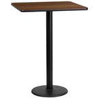 Flash Furniture 24'' Square Walnut Laminate Table Top With 18'' Round Bar Height Table Base