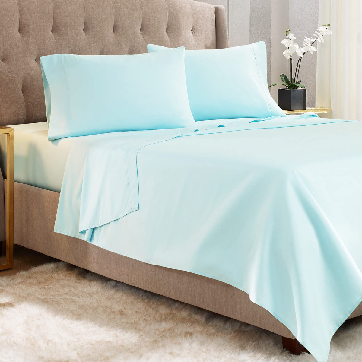 Empyrean Queen Sheets - 4 Pc Super Soft Bed Sheets Queen Size - Double Brushed Microfiber Queen Size Sheets - Hotel Luxury Light