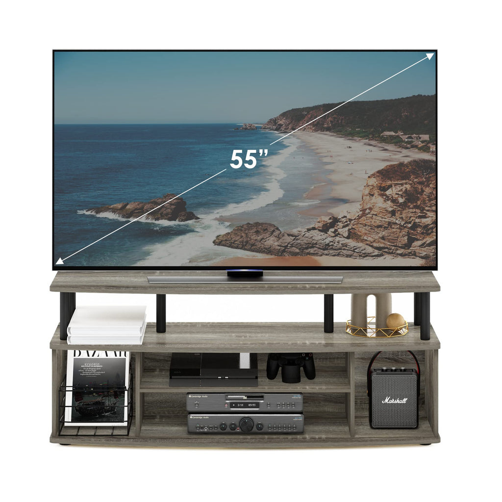 Furinno Large Entertainment Center Hold up to 55-in TV, Wood, French Oak/Black, 40.1 (D) x 119.9 (W) x 49.8 (H) cm