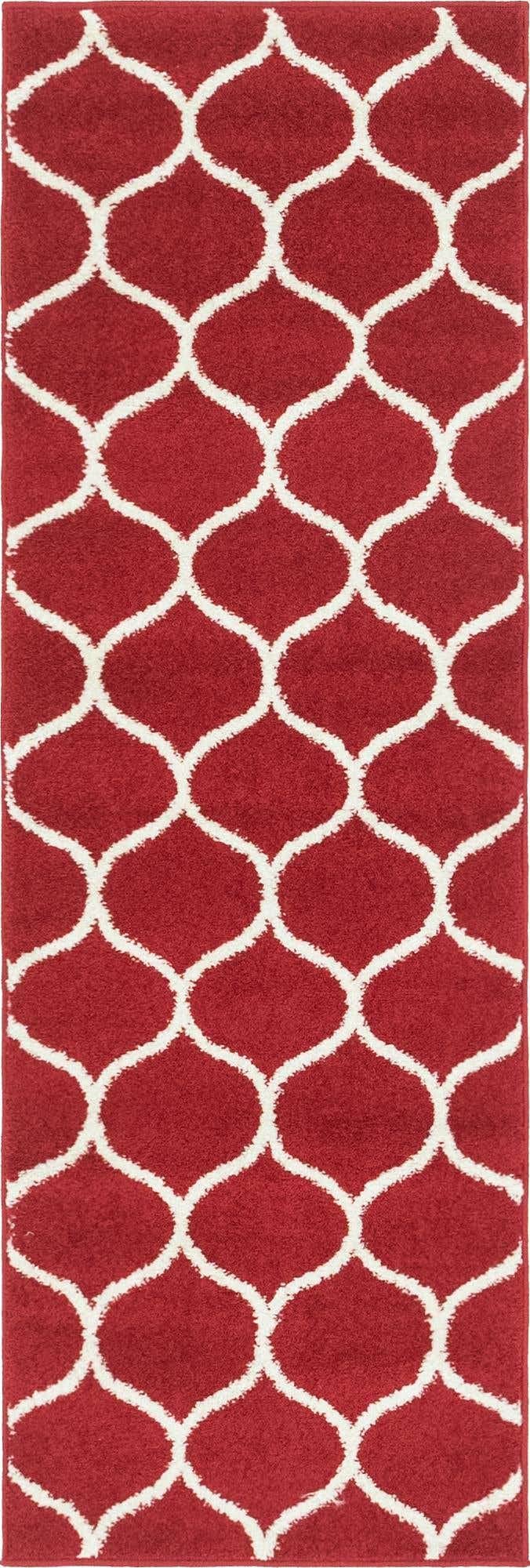 Unique Loom Trellis Frieze Collection Area Rug - Rounded (2' x 6' 1'' Runner, Red/ Ivory)