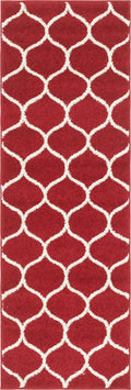 Unique Loom Trellis Frieze Collection Area Rug - Rounded (2' x 6' 1'' Runner, Red/ Ivory)