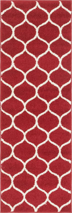 Unique Loom Trellis Frieze Collection Area Rug - Rounded (2' x 6' 1'' Runner, Red/ Ivory)