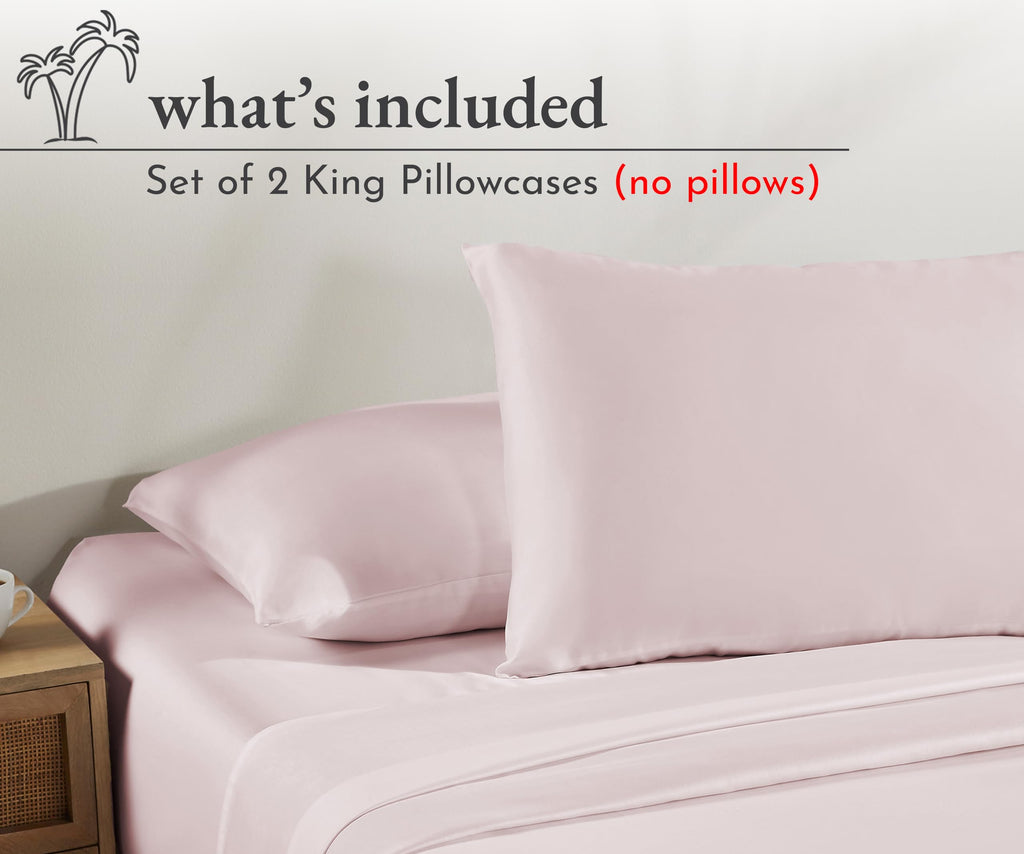 California Design Den 100% Cotton King Size Pillowcases, King Size Pillowcases Set Of 2, Soft & Cooling Sateen Weave Cases, For King Size Pillows - Pink