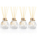 TRIFOLIC 4Pcs Reed Diffuser Set with Metal Golden Decoration, 3.5oz Empty Reed Diffuser Bottles with 20Pcs Reed Diffuser Sticks,