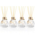 TRIFOLIC 4Pcs Reed Diffuser Set with Metal Golden Decoration, 3.5oz Empty Reed Diffuser Bottles with 20Pcs Reed Diffuser Sticks,