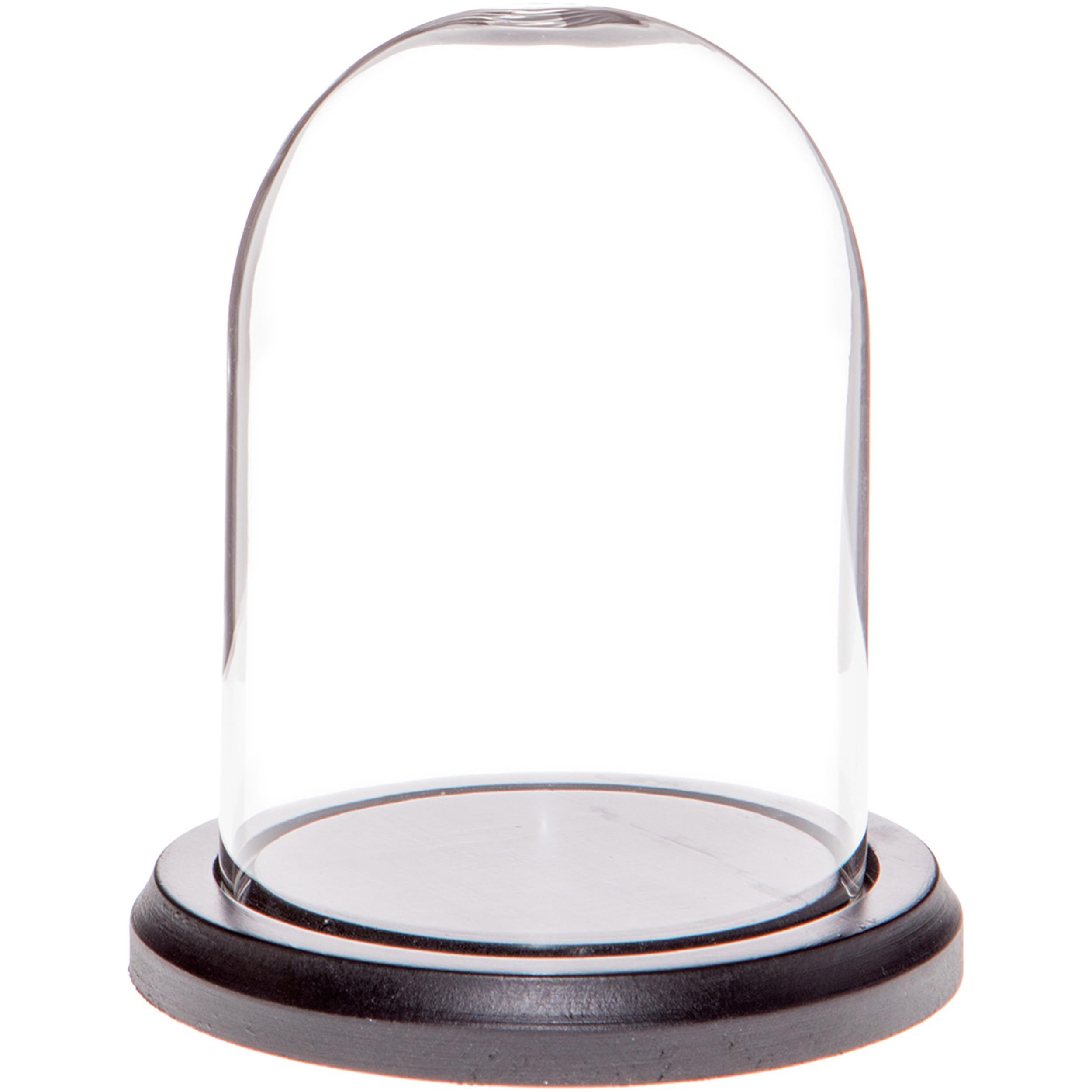 Plymor 3'' x 4'' Glass Display Dome Cloche (Black MDF Wood Base)
