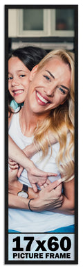 CountryArtHouse 17x60 Frame Black Solid Pine Wood Picture Frame Includes UV Acrylic Plexiglass, Acid Free Foam Backing Board and