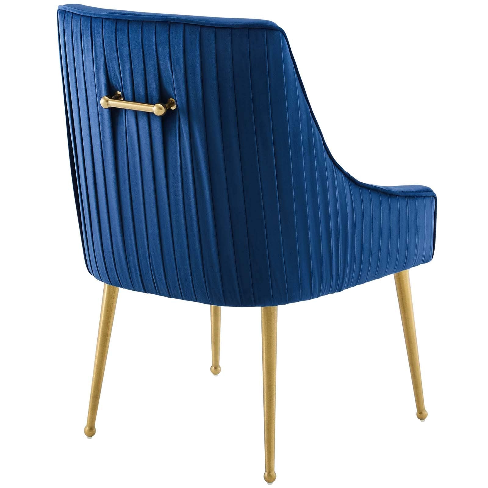 Modway Discern Pleated Back Upholstered Performance Velvet Dining Chair, Navy