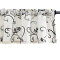 Vogol Country Style Kitchen Valance, Grey Vine Embroidered Short Drapes For Living Room, 1 Piece Light Filtering Curtain Panels