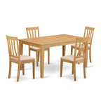 East West Furniture CAAN5-OAK-C 5 Piece Modern Dining Table Set Includes a Rectangle Wooden Table and 4 Linen Fabric Upholstered Chairs, 36x60 Inch, Oak