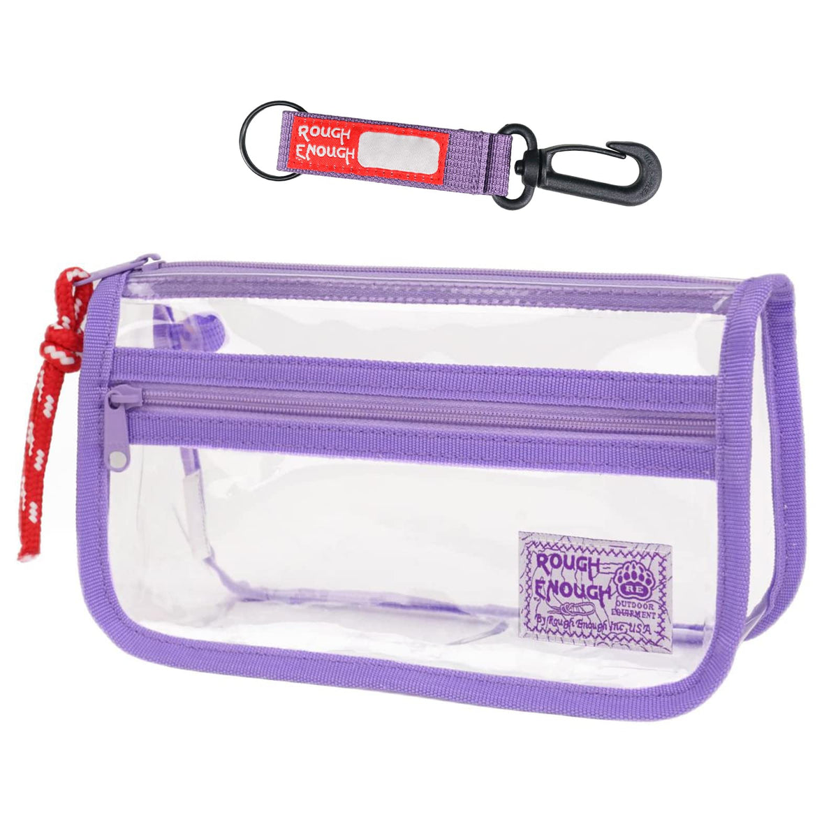 Rough Enough Clear Pencil Pouch Case Bag Cute Small With Zipper For Girls Kids School Office Stationary Art Supplies Transparent