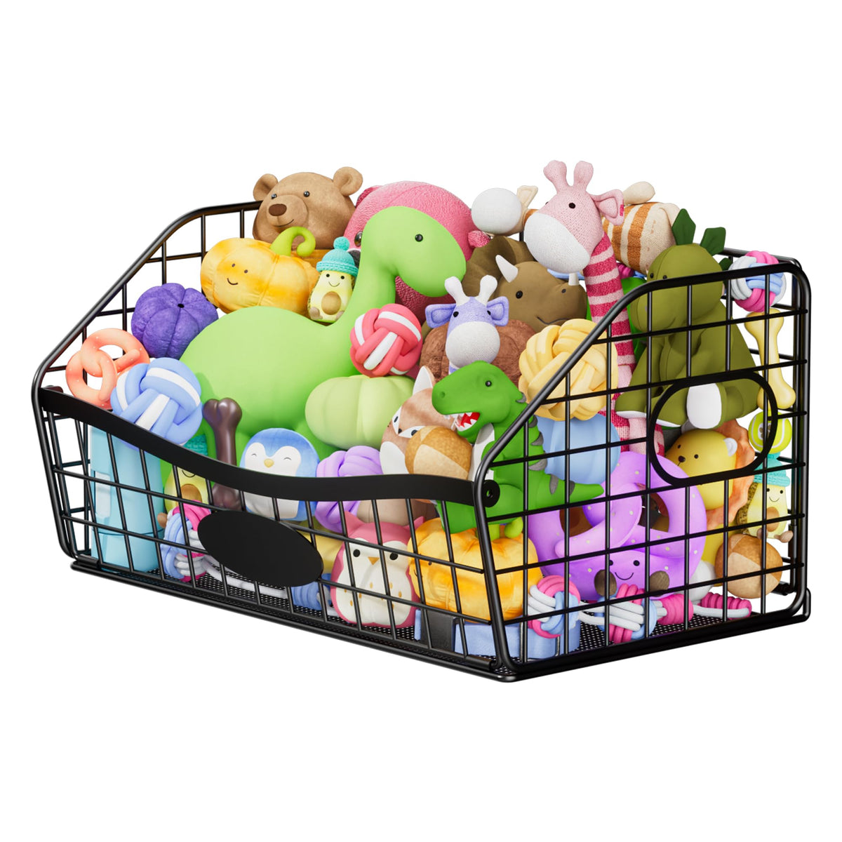Daoun Metal Dog Toy Basket, ChewResistant Dog Toy Bin with Handles, Black