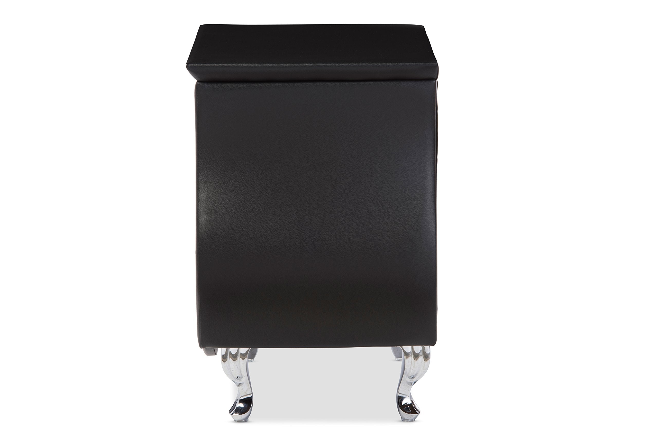 Baxton Studio BBT3116-Black-NS Nightstand, Medium, Black