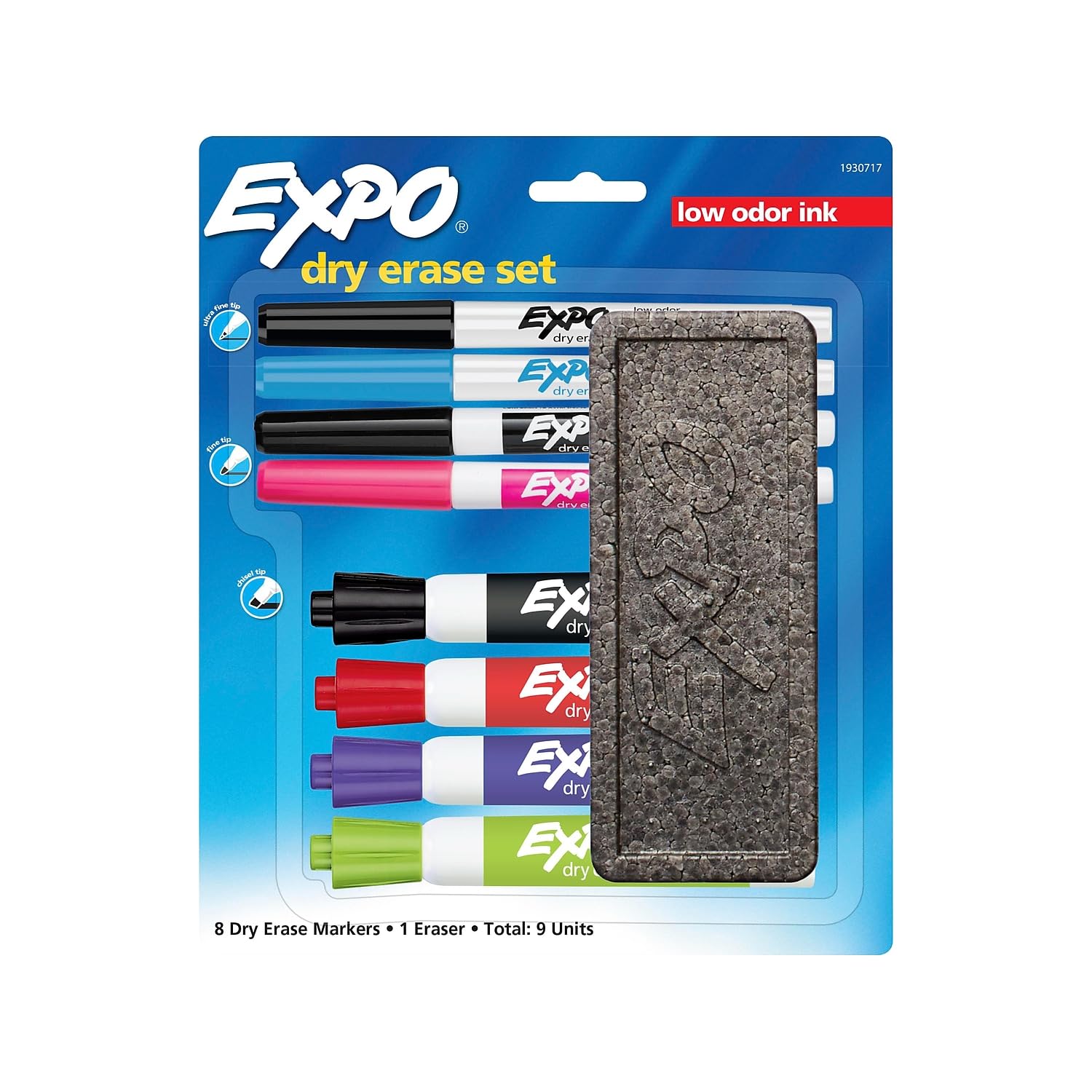 Expo Dry Erase Markers, Assorted Tips, Assorted Colors, 8/Pack(1930717)