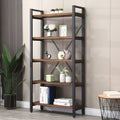 WHAOERPUMY 5 Tier Bookcase, Solid Wood Bookshelf Rustic Vintage Industrial Etagere Bookcase, Metal and Wood Free Vintage Booksh