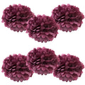 WYZworks Set of 6 - Maroon 16 - (6 Pack) Tissue Pom Poms Flower Party Decorations for Weddings, Birthday, Bridal, Baby Showers, 