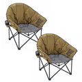 ARROWHEAD OUTDOOR 2-Pack Oversized Heavy-Duty Club Folding Camping Chair w/Pocket, Cup Holder, Portable, Padded, Moon, Round, Sa