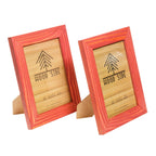 Rustic Wooden Picture Frames 8X10 - Red - Set Of 2-100% Natural Eco Solid Wood And High Definition Real Glass For Wall Hanging P