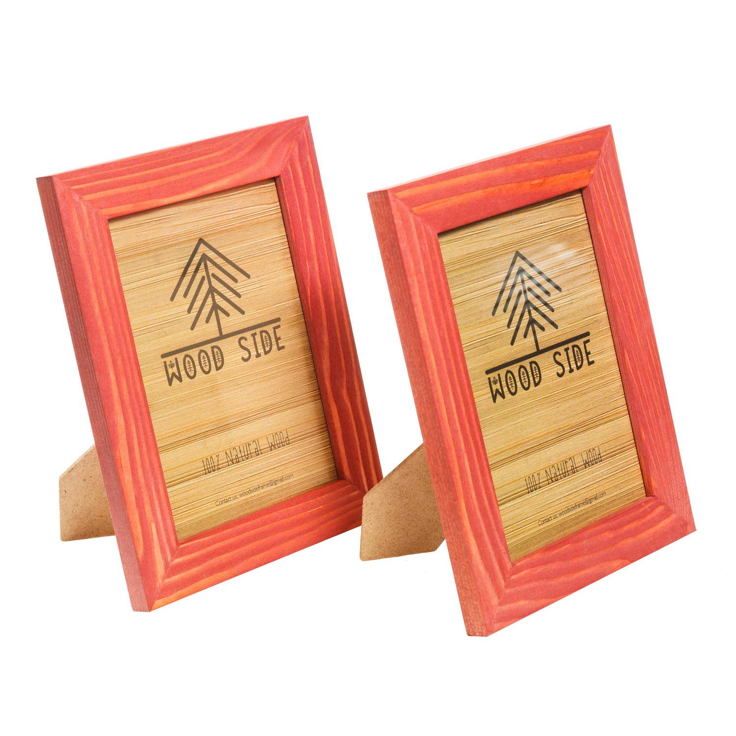 Rustic Wooden Picture Frames 8X10 - Red - Set Of 2-100% Natural Eco Solid Wood And High Definition Real Glass For Wall Hanging P