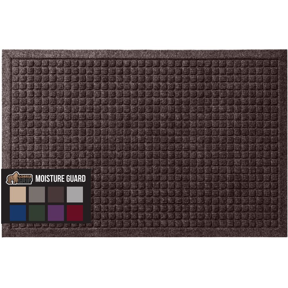 Gorilla Grip Ultra Absorbent Moisture Guard Doormat, Absorbs Up To 6 Cups Of Water, Stain And Fade Resistant, Spiked Rubber Backing, All Weather Mats Capture Dirt, Indoor Outdoor, 47X35, Coffee