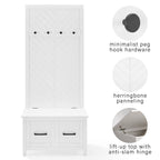 Crosley Furniture Kayce Hall Tree with Storage Bench and Coat Rack Hooks for Hanging, White