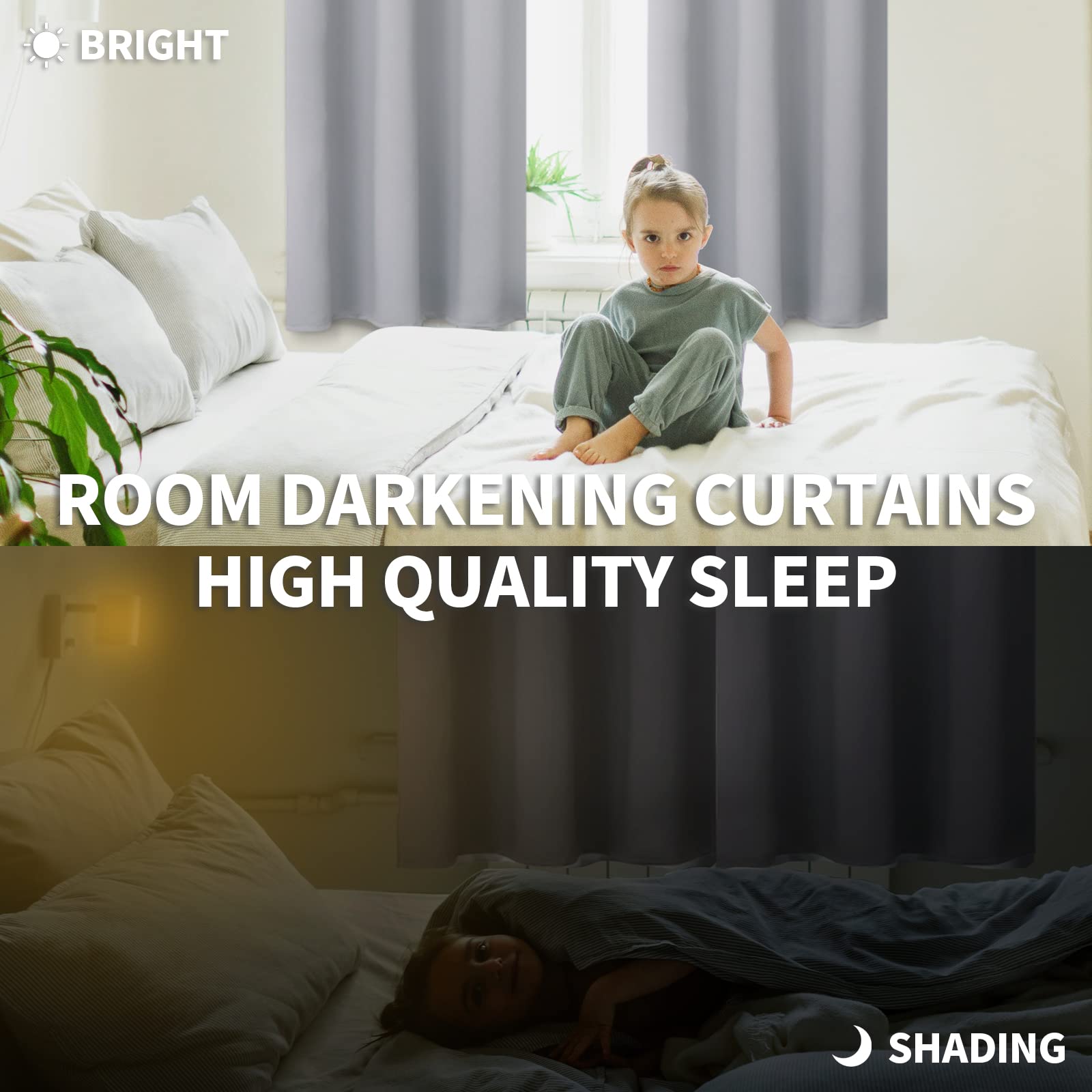 Bgment Light Grey Blackout Curtains 90 Inches Length - Rod Pocket Room Darkening Window Drapes For Bedroom Living Room Office, 2 Panels, 52 X 90 Inch