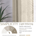 Jinchan Linen Blend Curtains 63 Inches Length For Living Room Oat Farmhouse Rod Pocket Back Tab Light Filtering Window Drapes For Bedroom Curtains 2 Panels