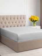 Cal King Size Fitted Bed Sheet - Hotel Luxury Single Fitted Sheet Only - Fits Mattress Up To 16 - Extra Soft Wrinkle Free, Breathable Sheet - Bottom Fitted Sheet - French Grey Single Fitted Sheet Only