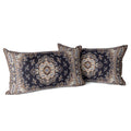 Snycler Boho Throw Pillow Covers 12X20 Inch Set Of 2 Black Medallion Border Area Rug Double Sided Pattern Cotton Soft Pillow Cas