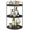 Fixwal Corner Bathroom Counter Organizer, 3 Tier Rustic Bathroom Organizer, Wood Countertop Storage Tray for Vanity, Kitchen, Be