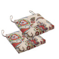 Makimoo 2-Pack Outdoor/Indoor Wicker Patio Seat Cushion Pad With Ties - Dining Chair Cushion, 17' X 17' (Khaki Floral)