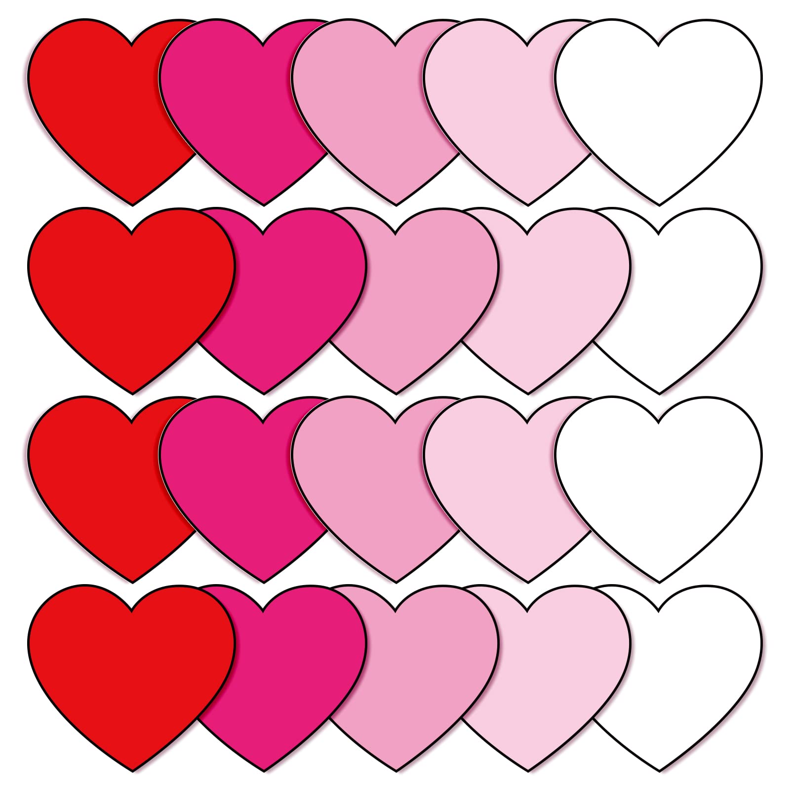 Whaline Valentine'S Day Heart Cutouts 5.9 Inch Gradient Pink Red White Heart Cut-Outs Valentines Heart Bulletin Board Decor With