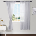 Hiasan Grey Sheer Curtains With Tiebacks, Light Filtering Airy Voile Textured Drapes Lightweight Rod Pocket Window Curtains For