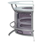 Coaster Home Furnishings Dallas 2-Shelf Curved Home Bar Silver and Frosted Glass (Set of 3)