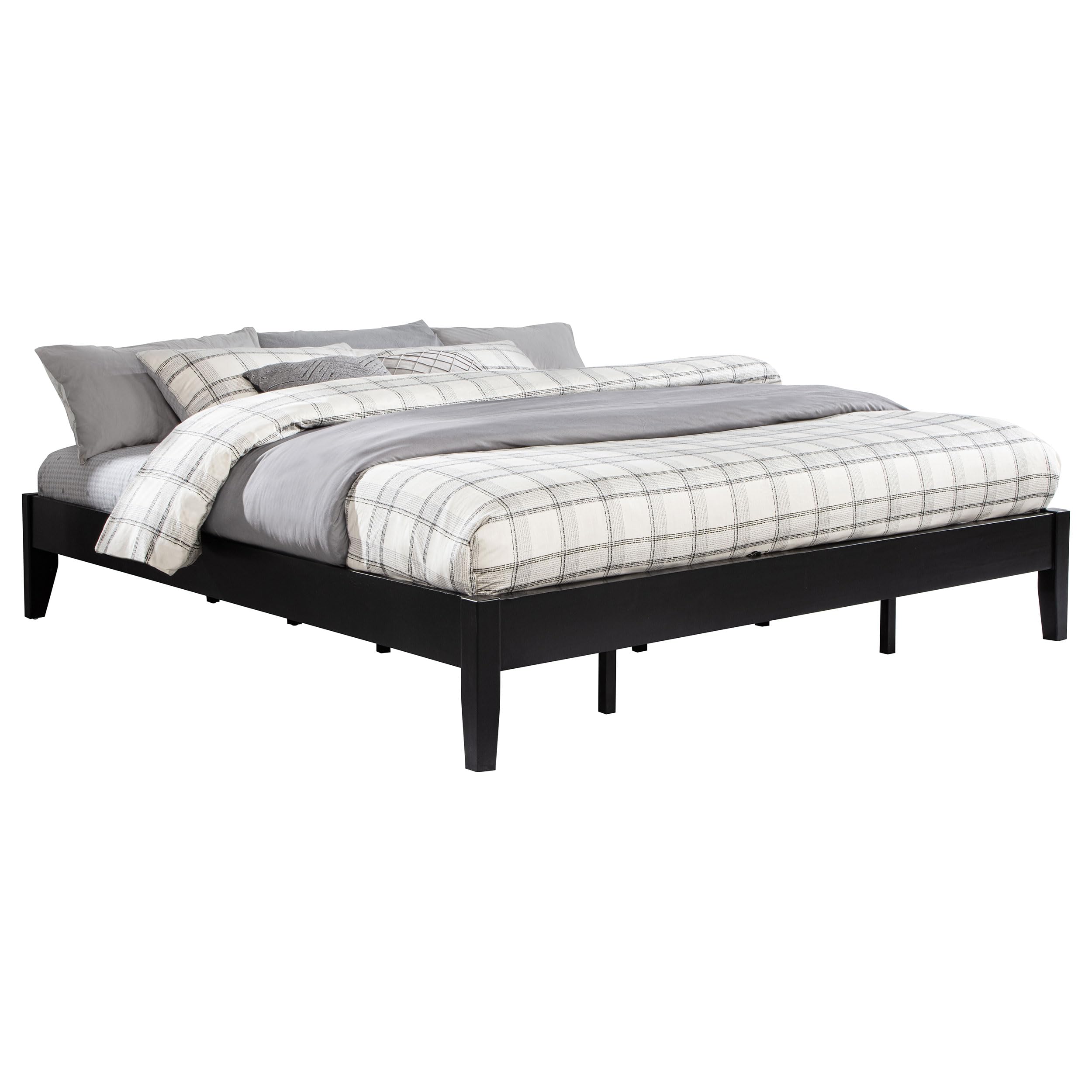 Coaster Home Furnishings Hounslow Contemporary California King Size Pine Wood Platform Bed Frame Headboard Compatible Bed Base Black 306129KW