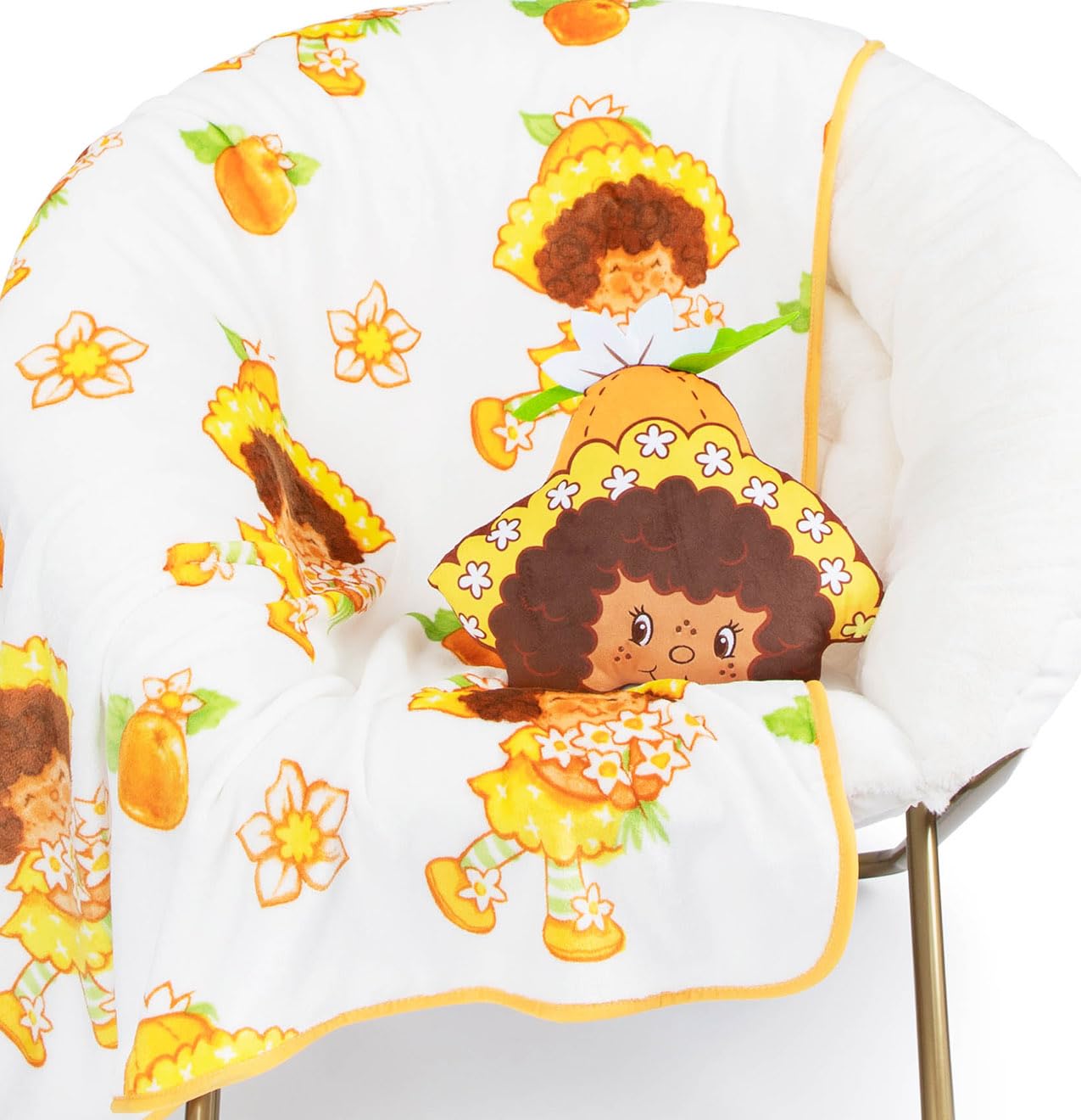 Strawberry Shortcake Orange Blossom Nogginz Set - 40 X 50 Inch Lightweight Travel Throw Blanket & Plush Pillow - Kids Super Soft