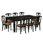East West Furniture LGKE9-BLK-LC Logan 9 Piece Room Set Includes a Rectangle Kitchen Table with Butterfly Leaf and 8 Faux Leather Upholstered Dining Chairs, 42x84 Inch, Black