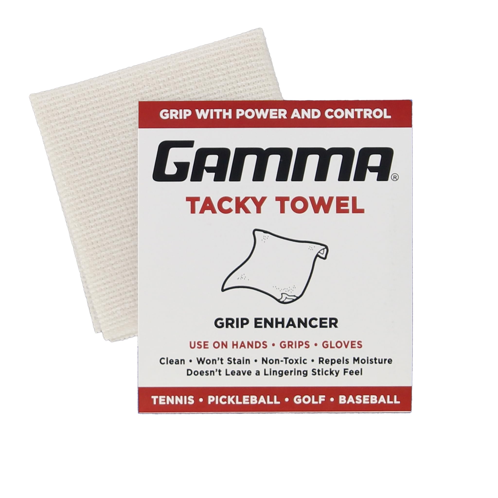 GAMMA Sports Tacky Towel, Non-Toxic, Grip Traction Enhancer, Ideal for Tennis, Golf, Baseball, Basketball, Football, Softball, P