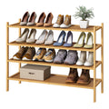 Kiplant Black Shoe Rack, 4-Tier Bamboo Wood Shoe Rack, Stackable Bamboo Wood Shoe Rack For Closet, Entryway & Hallway