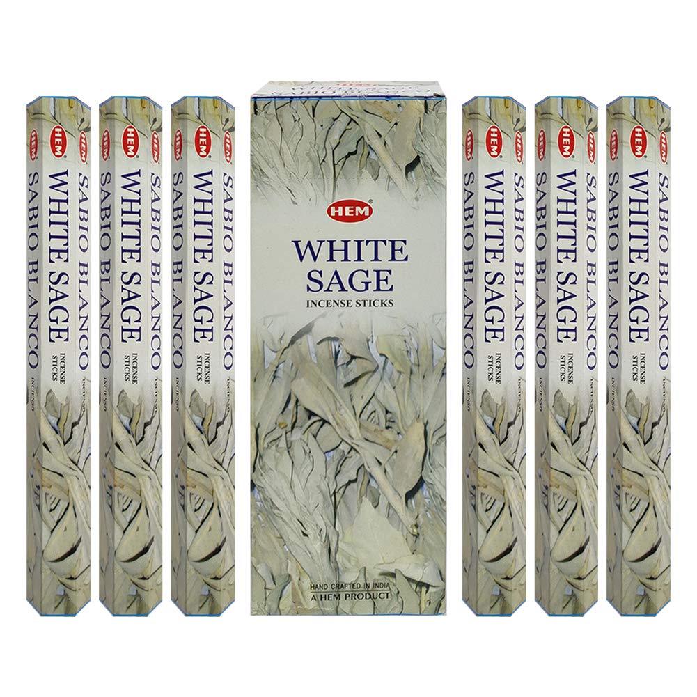 Trumiri Incense Stick Holder Bundle With Hem White Sage 20G Incense Sticks - Pack Of 6 (Approx 120 Sticks)